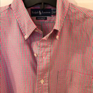 Mens Large Ralph Lauren LS Pink Plaid Shirt 15 1/2